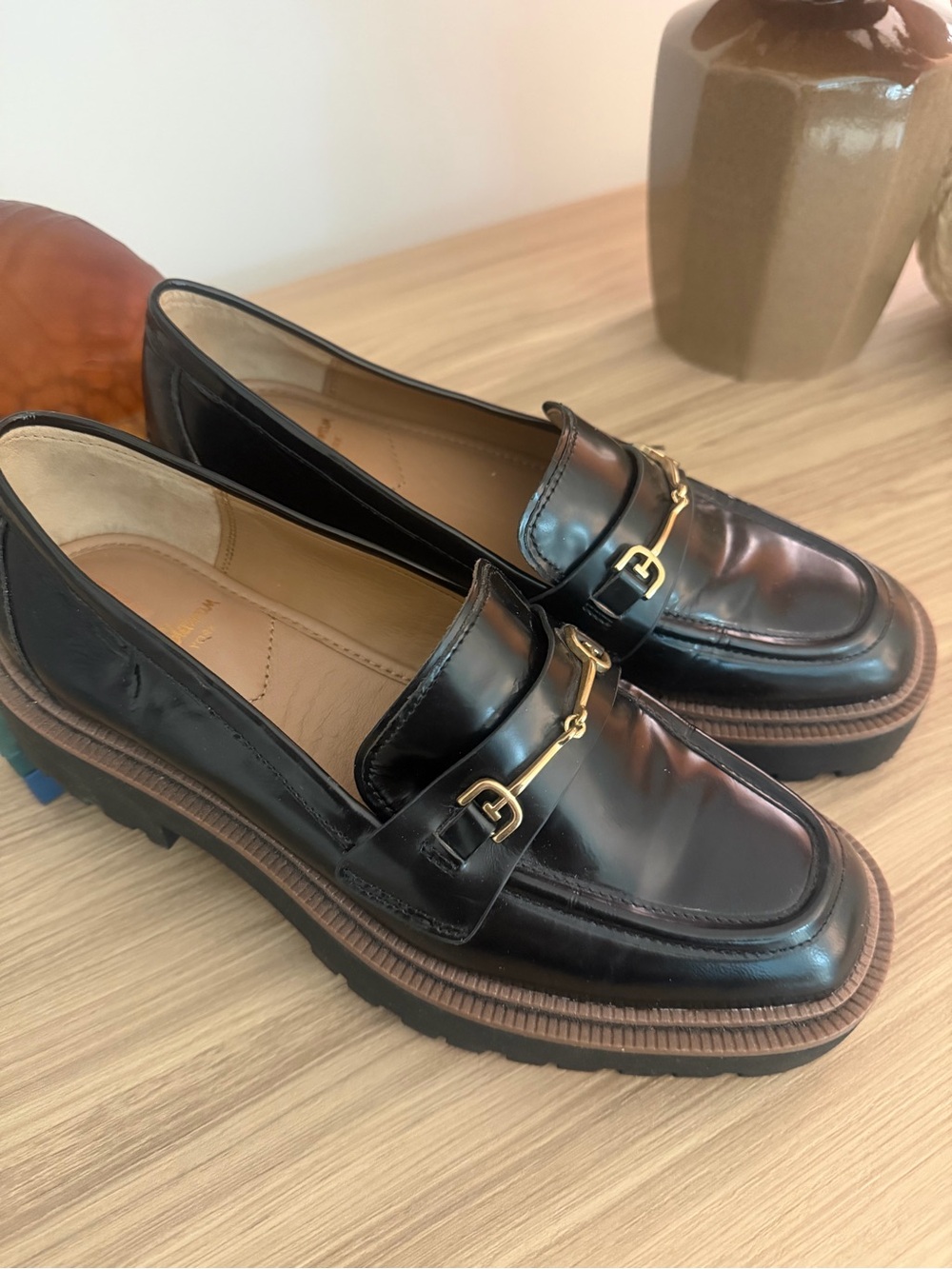 Sam Edelman Black Leather Laurs Platform Horsebit Loafers - Picture 2 of 4